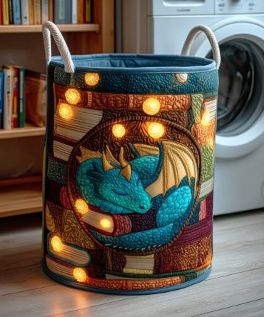 Ancient Dragon Quilted Laundry Hamper - Mythic Scale Print Collapsible Fabric Basket, Sturdy Storage For Bedroom & Gifts