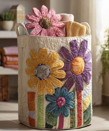Antique Floral Quilted Laundry Hamper — Vintage-Inspired Fabric Basket, Collapsible Washable Laundry Storage For Classic Décor