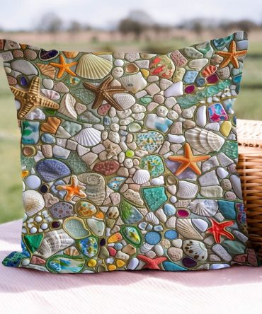 Aqua Aura Quilted Decorative Pillow Cover: Serene Teal & Blue Throw Pillow Case, Soft Textured Fabric, Machine-Washable Accent