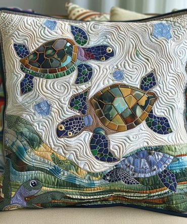 Aqua Tranquility Quilted Pillowcase — Serene Ocean Blue Accent Cover, Breathable Quilted Texture For Modern Coastal Homes