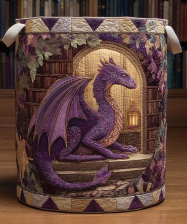 Arcane Wings Quilted Laundry Hamper — Large Mystical Pattern Foldable Fabric Storage Basket With Handles, Durable Organizer For Bedroom