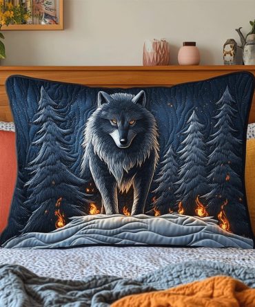 Arctic Roar Quilted Pillow Cover — Bold Wildlife Pattern Decorative Sham, Insulated Quilting, Soft Durable Fabric For Cozy Winter Decor