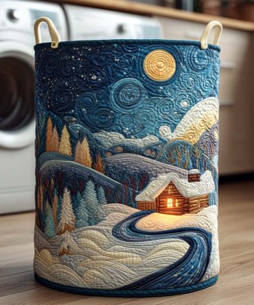 Arctic Blue Quilted Laundry Hamper — Cool-Toned Modern Fabric Basket For Minimalist Home, Bedroom, Laundry & Stylish Storage Solutions — Foldable