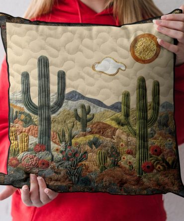 Arid Beauty Quilted Decorative Pillow Cover - Desert-Inspired Print With Quilted Texture For Boho, Minimal & Modern Interiors