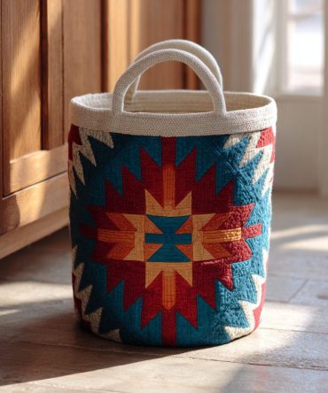 Arrow Lodge Quilted Laundry Hamper — Rustic Arrow Pattern Foldable Laundry Basket With Handles For Cabin, Lodge & Rustic Home Storage