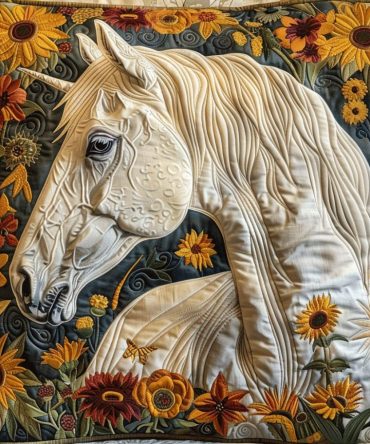 Artistic Horse-Themed Quilted Pillow Cover - Hand-Illustrated Equestrian Throw Case, Soft Textured Fabric, Stylish Home Accent