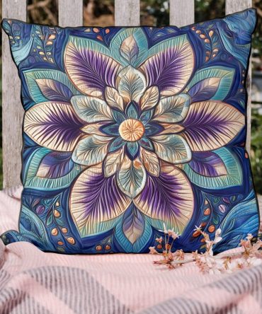Aurora Petal Quilted Pillow Cover — Elegant Floral Cotton Sham In Soft Pastels, Decorative Bed & Sofa Accent, Hypoallergenic, Washable
