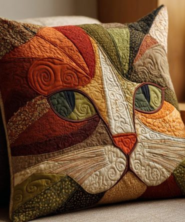 Autumn Gaze Quilted Decorative Pillow Cover — Warm Harvest Stitched Square Throw Pillowcase For Cozy Fall Living Room And Porch Decor