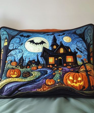 Autumn Haunt Quilted Pillowcase — Spooky Autumn Motif With Harvest Tones, Quilted Texture For Seasonal Fall Décor & Cozy Nights