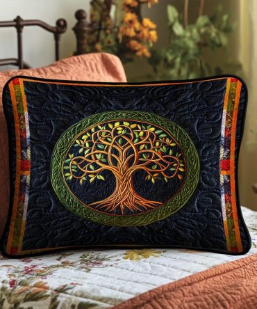 Autumn Majesty Quilted Pillow Cover — Fall Leaves Decorative Throw Pillow Case For Seasonal, Harvest & Cozy Home Styling