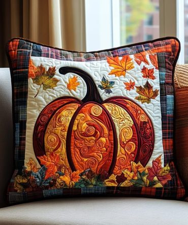 Autumn Whispers Quilted Decorative Pillow Cover — Cozy Fall Throw Pillowcase With Harvest Shades For Sofa & Bed