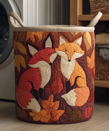 Autumn Ember Quilted Storage Hamper — Cozy Foldable Laundry Basket With Handles, Padded Warm-Tone Design For Seasonal Home Decor & Storage