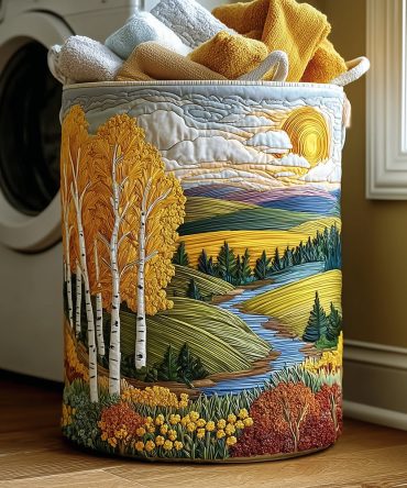 Autumn Fields Quilted Laundry Hamper – Rustic Fall Floral Print, Durable Cotton-Blend, Collapsible Design & Washable Cover For Home