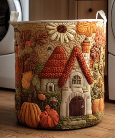 Autumn Forest Charm Quilted Fabric Laundry Hamper – Large Cozy Collapsible Laundry Basket With Handles, Durable Decorative Storage