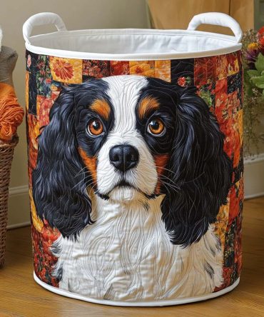 Autumn Cavalier Quilted Cotton Laundry Hamper — Elegant Foldable Storage Basket With Handle Straps For Chic Bedroom & Nursery Organization