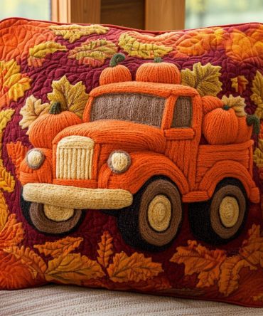 Autumn Harvest Quilted Decorative Pillow Cover — Warm Fall Throw Pillowcase, Textured Quilting, Machine-Washable For Easy Seasonal Style