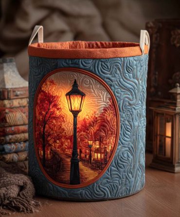 Autumn Illume Quilted Fabric Laundry Hamper - Cozy Foldable Padded Laundry Basket With Handles For Seasonal Home Décor