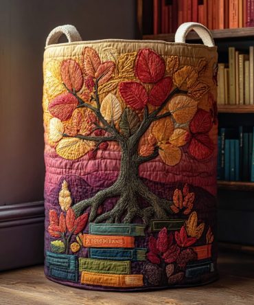 Autumn Leaves Quilted Laundry Hamper — Warm Seasonal Leaf Pattern Storage Basket, Foldable Fabric Organizer For Cozy Homes