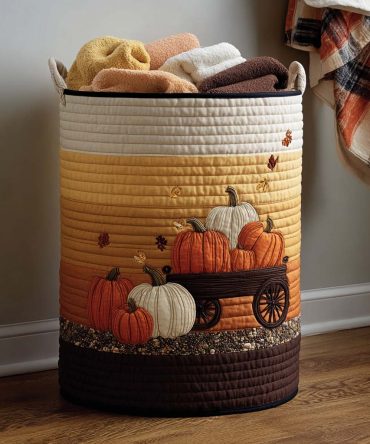 Autumn Pile Quilted Laundry Hamper — Cozy Collapsible Fabric Basket With Reinforced Handles & Roomy Interior For Seasonal Home Storage