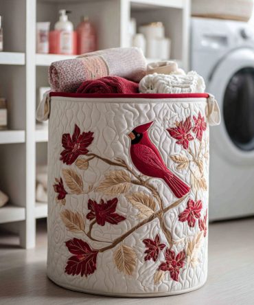 Autumn Song Quilted Laundry Hamper — Spacious Decorative Fabric Basket With Reinforced Handles, Collapsible Storage For Home & Dorm
