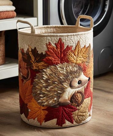 Autumn Wanderer Quilted Laundry Hamper — Scenic Fall Fabric Basket, Large Collapsible Laundry Organizer With Handles, Machine-Washable