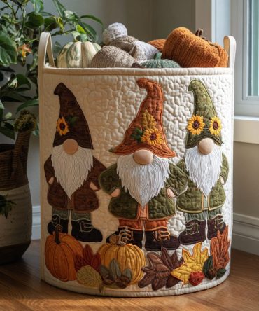 Autumn Wanderer Quilted Laundry Basket — Rustic Fall Floral Foldable Hamper For Seasonal Decor, Durable Home Storage Solution