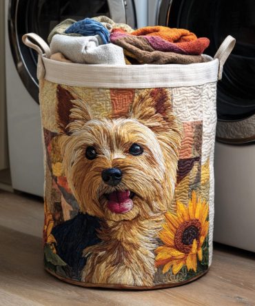 Autumn Yorkshire Quilted Laundry Hamper — Warm-Toned Foldable Fabric Basket With Reinforced Handles For Stylish Storage
