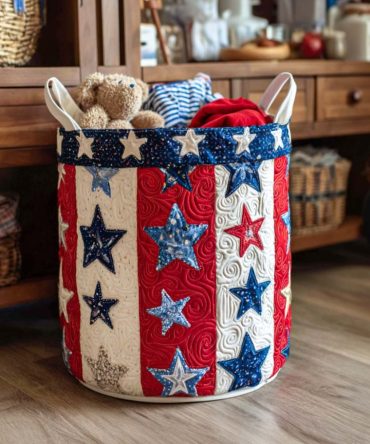 Banner Pride Quilted Home Laundry Hamper – Flag-Inspired Foldable Fabric Basket, Sturdy Handles, Large Capacity Decorative Storage Solution