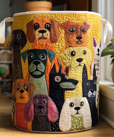 Barkside Magic Quilted Storage Hamper — Collapsible, Durable Washable Laundry Basket With Handles For Pet Lovers & Cozy Home Storage