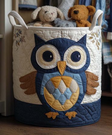 Barn Owl Quilted Laundry Hamper — Rustic-Chic Collapsible Laundry Basket With Reinforced Handles, Breathable Lining & Cozy Home Style