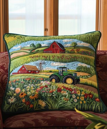 Barn & Bloom Quilted Pillow Case – Country Floral Throw Cover, Soft Cotton Blend, Machine Washable Decorative Pillow Sham With Hidden Zipper