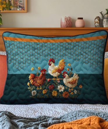 Barnyard Beauties Quilted Decorative Pillow Cover - Farmhouse Animal Motif, Whimsical Barnyard Print, Soft Quilted Texture - Shop Now