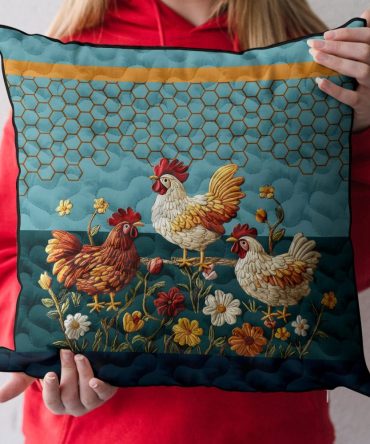 Barnyard Beauties Quilted Decorative Pillow Cover — Whimsical Farm Animal Cushion For Country, Cottage & Kids’ Rooms
