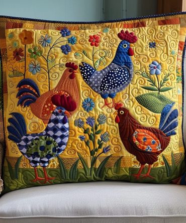 Barnyard Beauties Quilted Pillowcase - Decorative Farmhouse Pillow Cover, Soft Quilting, Versatile Accent For Living Spaces
