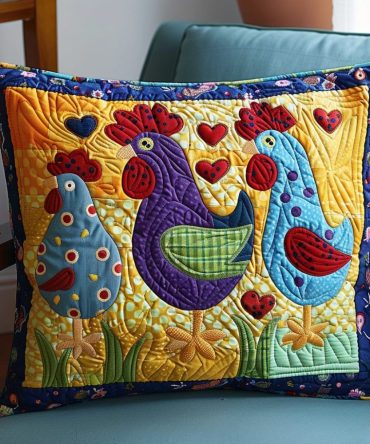 Barnyard Bliss Quilted Pillowcase - Country Farmhouse Decorative Cover, Soft Padded Quilting, Easy-Care Accent For Home