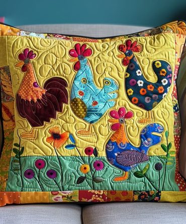 Barnyard Snooze Quilted Pillow Cover — Cozy Country Decorative Pillowcase With Farm Animal Motif, Soft Cotton-Blend, Machine-Washable Living Room Accent