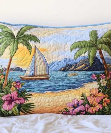 Beach Escape Quilted Pillow Cover — Relaxed Coastal Pillowcase With Soft Quilting, Durable Cotton-Blend, Machine Washable For Easy Care
