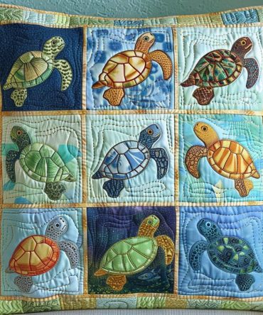 Beachfront Harmony Quilted Cushion Cover — Nautical Decorative Pillow Sham, Soft Quilting, Reversible Design, Easy Care