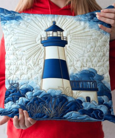 Coastal Beacon Quilted Pillow Cover — Soft Quilted Decorative Pillowcase For Sofa & Bed, Durable Cotton-Blend, Machine Washable