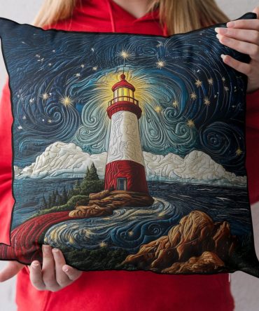 Beacon Of Hope Quilted Throw Pillow Cover — Inspirational Decorative Cushion With Textured Stitching For Uplifting Home Style