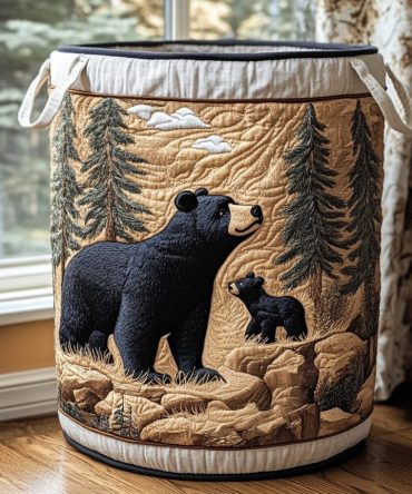 Bear Valley Quilted Fabric Laundry Hamper - Large Foldable Laundry Basket With Handles, Washable, Durable Home Storage & Organizer