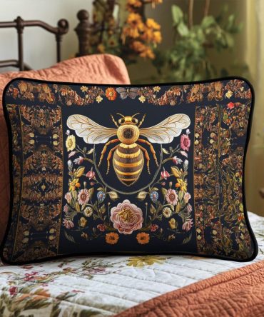 Beekeeper Dream Quilted Pillow Sham — Charming Honeycomb Decorative Pillowcase, Soft Cotton Blend, Eco-Friendly Gift For Bee Lovers