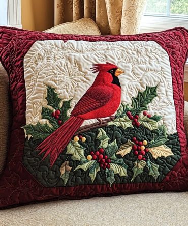 Berry Nestle Quilted Decorative Pillow Cover - Cozy Berry Print Throw Pillowcase, Soft Textured Microfiber Accent For Sofa & Bed
