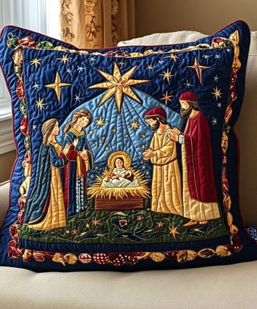 Bethlehem Peace Quilted Holiday Pillow Cover — Serene Christmas Throw Pillowcase With Elegant Peace Motif For Festive Homes