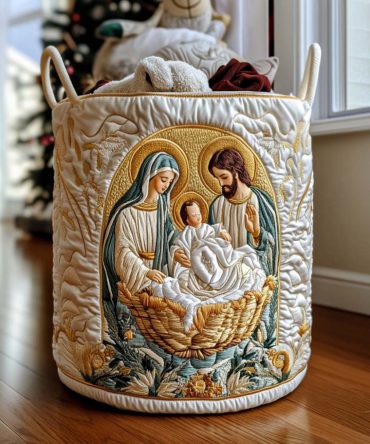 Bethlehem Star Quilted Laundry Hamper - Holiday-Inspired Collapsible Laundry Basket With Reinforced Base & Carry Handles For Gift Giving