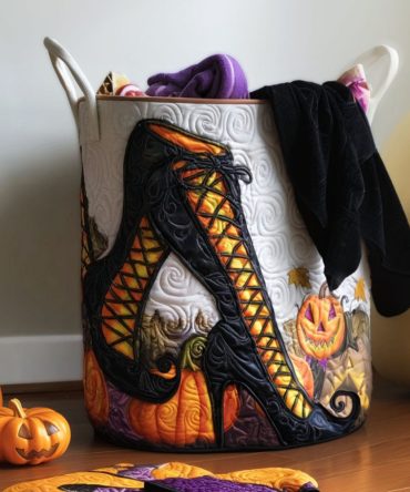 Bewitching Hour Quilted Hamper — Elegant Large Laundry Basket For Home Decor, Foldable Fabric Storage With Reinforced Carry Handles