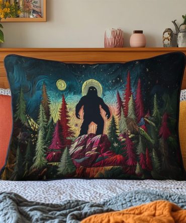 Bigfoot Legend Quilted Novelty Pillow Cover — Fun Outdoors-Inspired Decorative Pillowcase For Cabin, Lodge & Adventure Homes