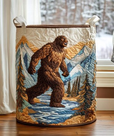 Bigfoot Valley Quilted Laundry Hamper — Whimsical Outdoor-Inspired Foldable Fabric Laundry Basket With Rugged Quilting, Strong Handles And Playful Printed Design