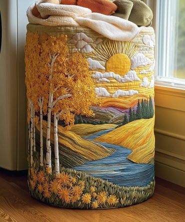 Birch Breeze Quilted Fabric Hamper — Foldable Stylish Laundry Basket With Reinforced Handles For Bedroom, Nursery & Dorm Storage