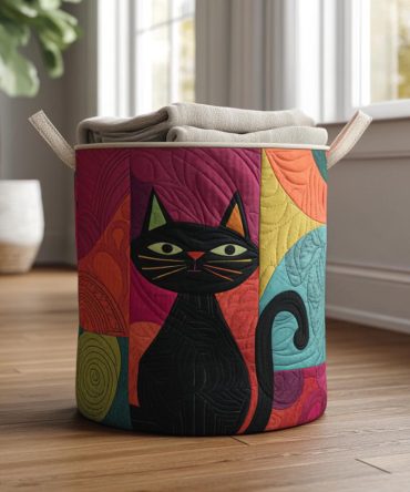 Black Velvet Quilted Fabric Hamper - Luxe Foldable Laundry Basket With Reinforced Base & Handles, Machine-Washable Home Organizer